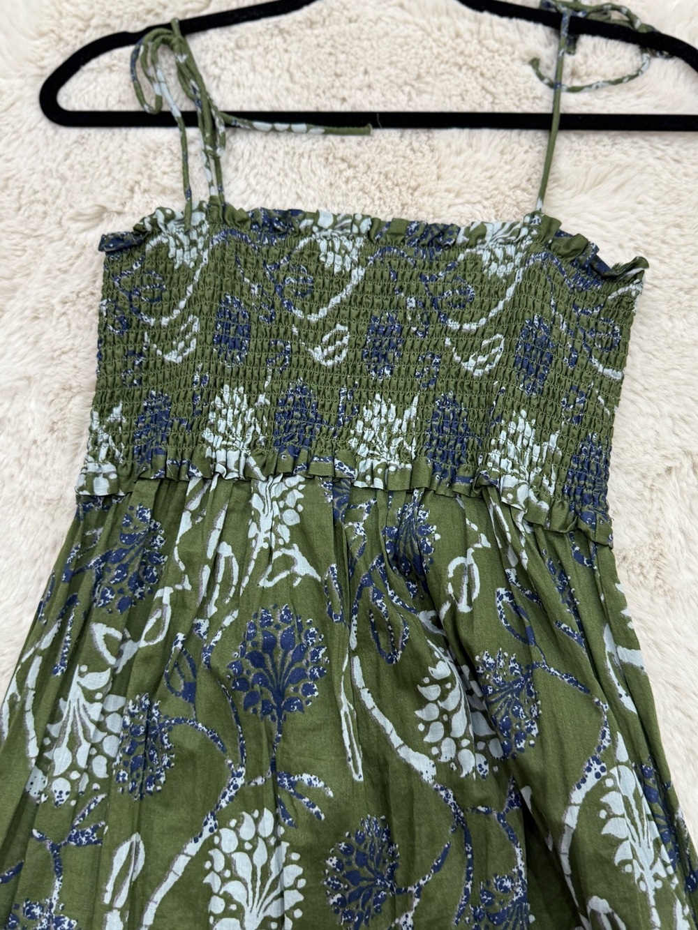 Zara Olive Floral Tie-Shoulder Maxi Dress - Picture 5 of 8
